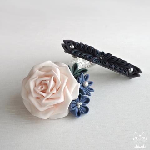 【 h様 オーダーメイド作品　薔薇姫の輝き＆魅惑のピーコックバレッタ 】売約済み