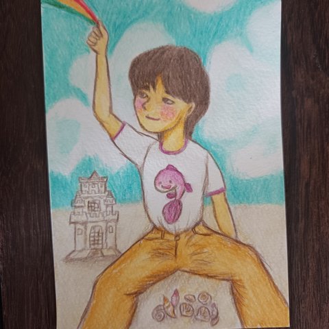 (146)原画・水彩色鉛筆「不思議ちゃん」