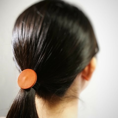 革のヘアゴム　まる　《受注生産》手縫い