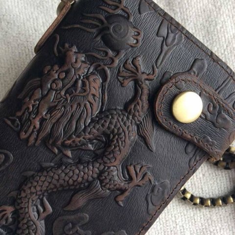 新品 本革 レザー長財布 龍 ロングウォレット