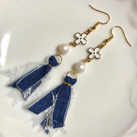 ♡タッセル ピアス  デニム♡