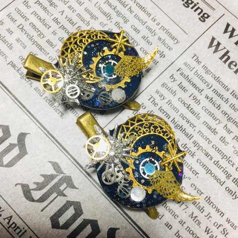 【SOLD OUT】【moon series】星空と月のブローチ