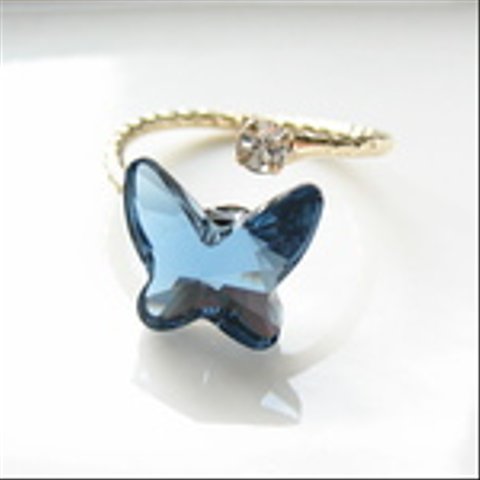 Swarovski Crystal Denim Blue Folk Ring