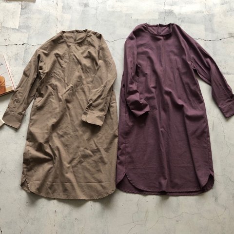 【秋SALE】pullover long shirt/丸襟プルオーバーシャツ＊リネンコットン