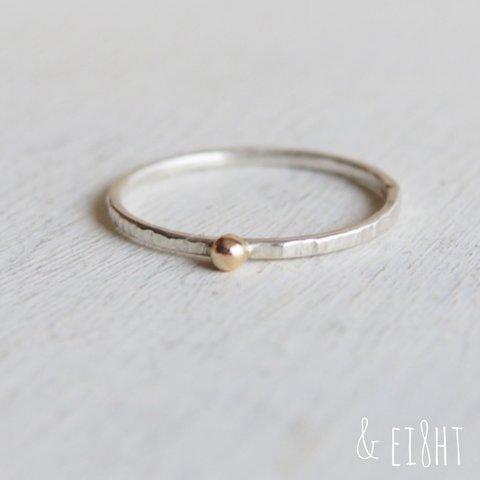 【再販】- K10/SV - Textured Ring w/ Gold Grain