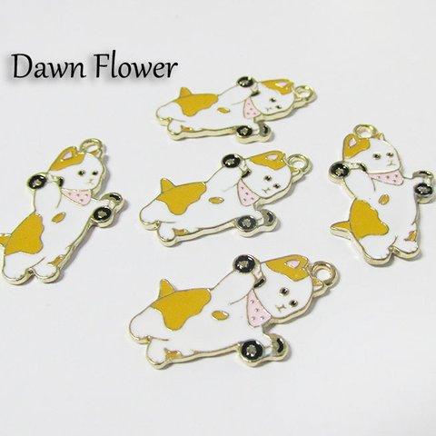 【D-0470】5pcs　筋トレするねこ　29×16mm　チャーム