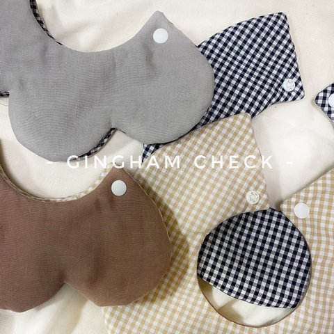 '' gingham ''  お名前刺繍可◎ まんまるスタイ,もくもくスタイ,360°スタイ