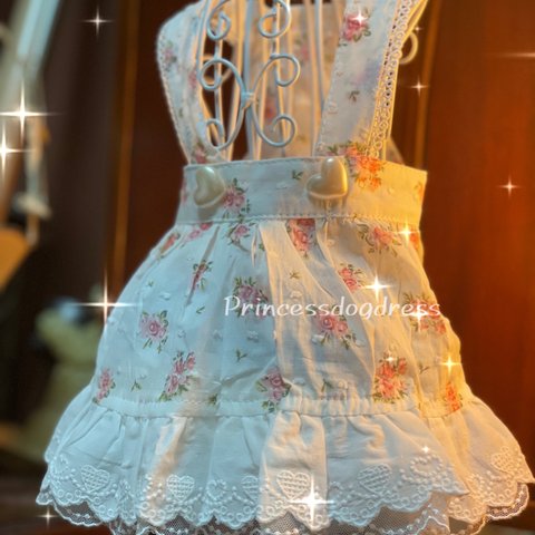 💐Princessdogdress💐　キャミコットンワンピース　アンティーク可愛い犬服　猫服