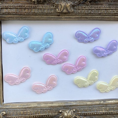 浴衣♡再入荷【おまとめ10点セット】ウェディング♡小さいクッションパーツ♡天使の羽パーツ♡5色10点セット♡小物やアクセサリー作りにも♡