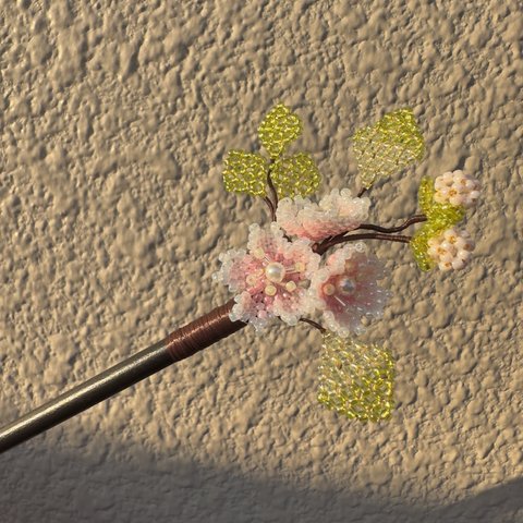 お祭りに❣️浴衣似合うヘアピン　桜🌸髪飾り　ウッドヘアピン