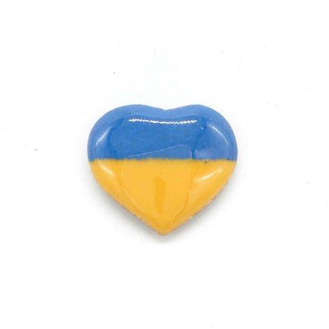 【売上50%寄付】ウクライナ国旗(ハート型)の七宝焼ピンブローチ[受注生産]