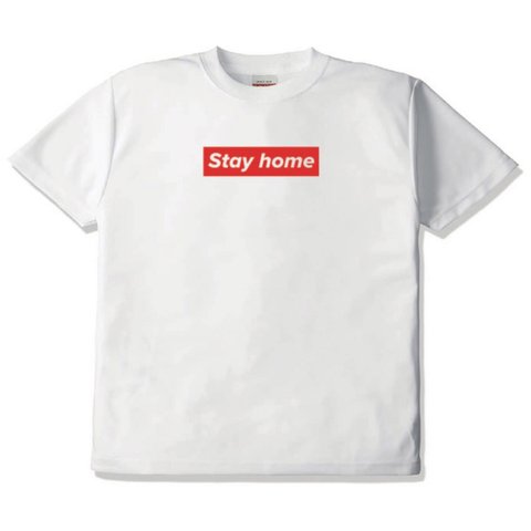 【送料無料】【新品】Stay home Tシャツ パロディ おもしろ 白 子供 キッズ サイズ プレゼント