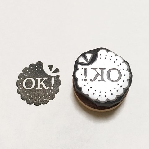 消しゴムはんこ　OKビスケット 黒