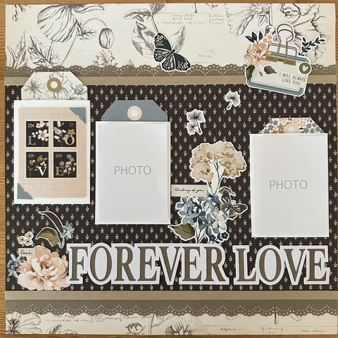 スクラップブッキング  12インチ 完成品 FOREVER LOVE 〜 I WILL ALWAYS LOVE YOU! 〜