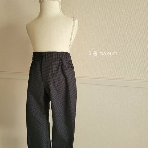 ma eum　千鳥柄フォーマルパンツ（navy）