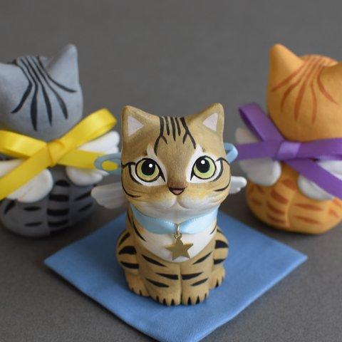 天使になった猫(キジトラ・丸目)【受注制作】ご注文前には必ずメッセージで納期をお確かめください