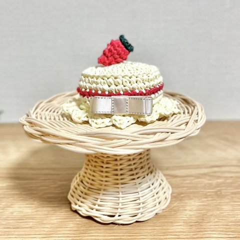 🍓🍰いちご ショートケーキの麦わら帽子 カンカン帽
