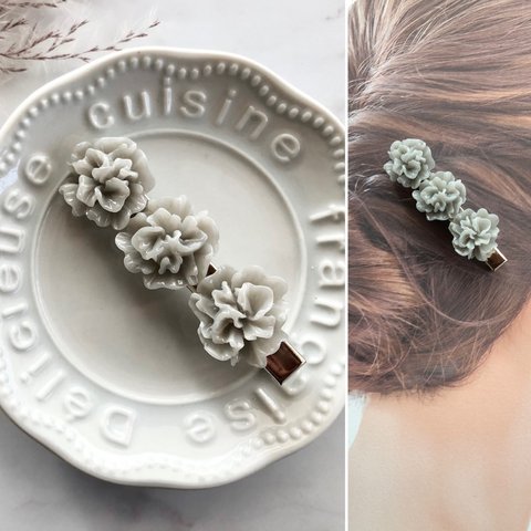 フラワー お花 ウェディング 結婚式   グレー   髪留め ヘアクリップ  ハンドメイド