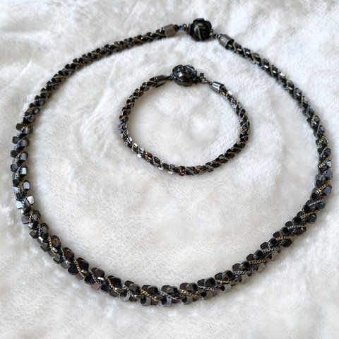 「necklace + bracelet」 ネックレス　ブレスレット　セット販売　ビーズアクセサリー