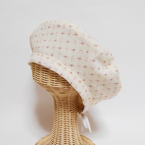 サマーウールの着物地でベレー帽（55〜58.5cm）