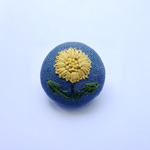 たんぽぽの刺繍のヘアゴム