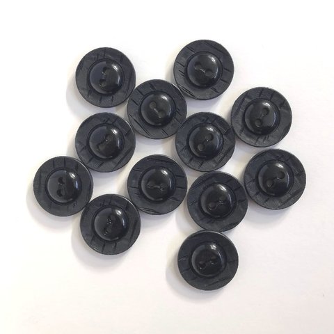 【SALE】 レトロ サークル ボタン ブラック 25mm 12個セット ai-066