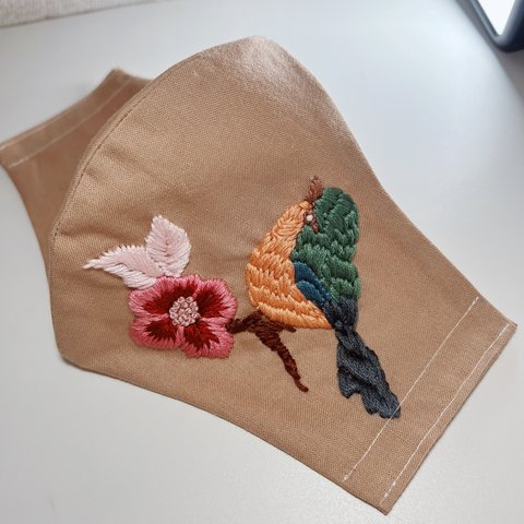 インナーマスク　マスクカバー　ハンドメイド　手刺繍　刺繍　レディース　マスク