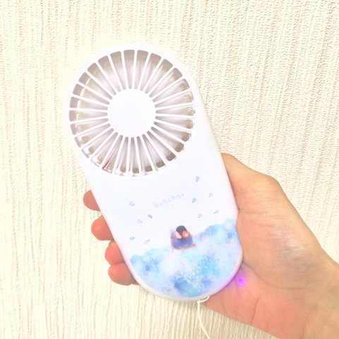 桜文鳥さんの手持ちミニ扇風機(水浴び)