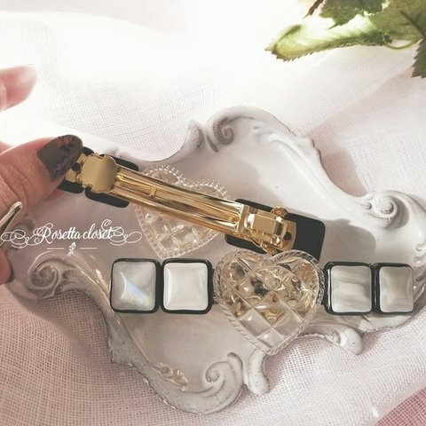 quilting heart barrette　R279