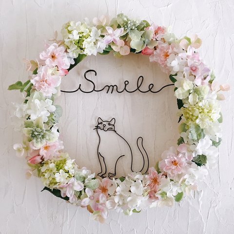 のんびり猫のSmile 桜リース