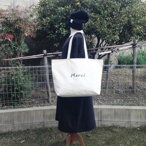 Merci LLサイズ ロゴトートバッグ