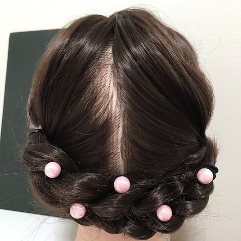 【Uピン】大粒パールのピンクヘアピン