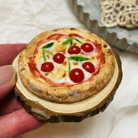 ミニチュア　マグネット加工済　ピザ　さくらんぼピザ