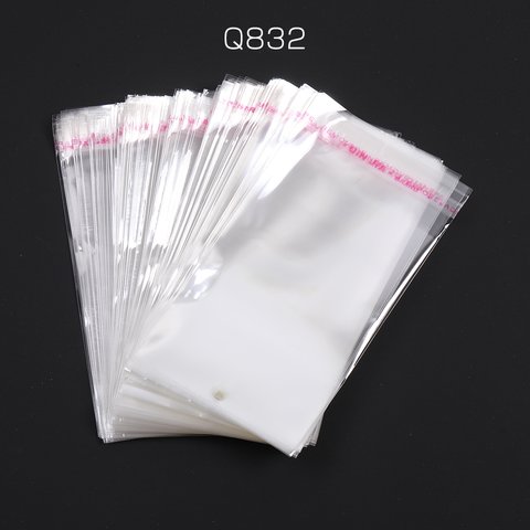 Q832  200枚  OPP袋 透明テープ付き 1穴 8×14.5cm  2X（100枚）