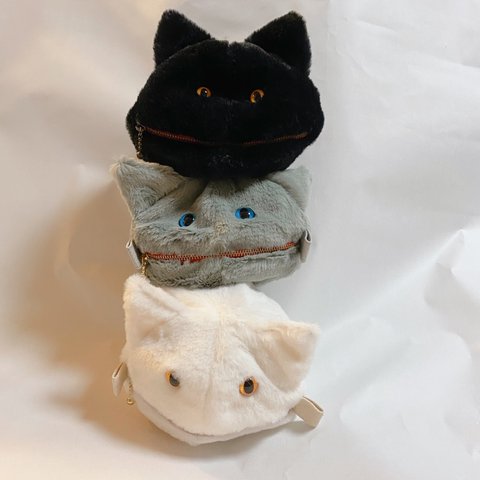 【予約品】黒猫•白猫•灰猫☆化け猫ポーチ