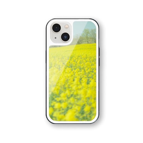 菜の花 2 強化ガラス iPhoneケース　iPhone15 iPhone14 iPhone13 iPhone12 iPhone11 iPhoneSE2  iPhoneSE3