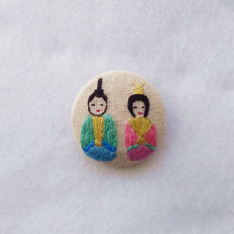 おひなさま　刺繍ブローチ　ひな祭り