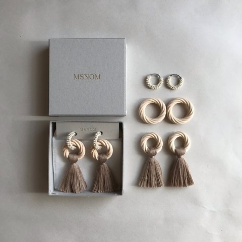  3way MSNOMリングラタン・classical tassel set ベージュ