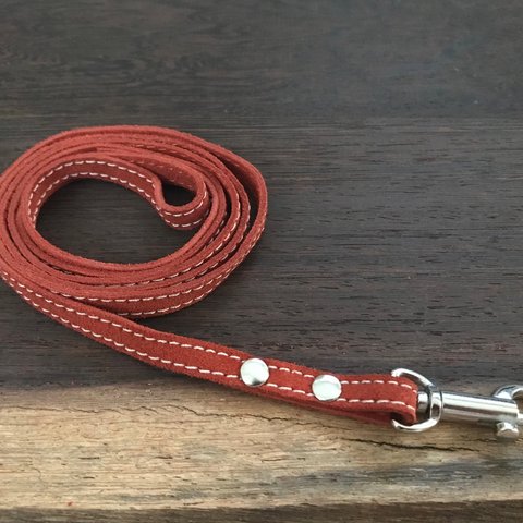 Stitched  leather leash -brown