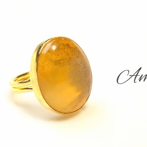 最新作★「Amber琥珀」の世界でひとつの天然石リング