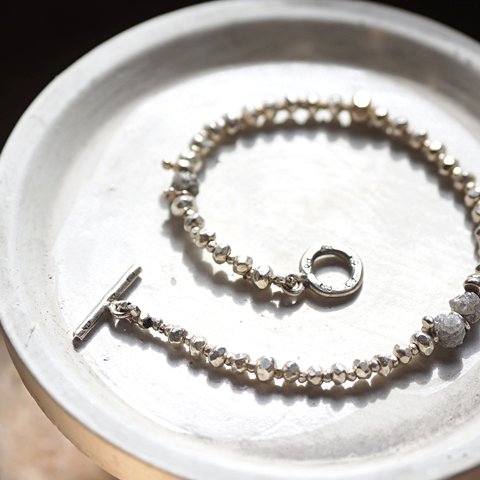 -Rough diamond- silver bracelet