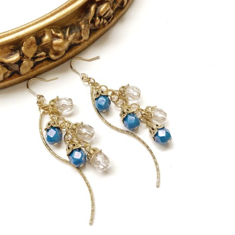 blue × long earrings