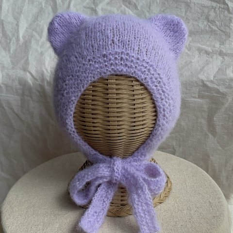 【完成品】teddy hat (purple)