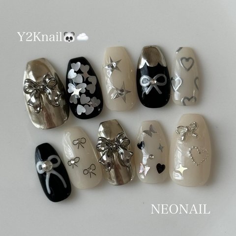 ネイルチップ　ネイル　リボンネイル　NEONAIL