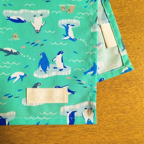 【ランチマット】40×60【流氷ペンギン】ミントグリーン