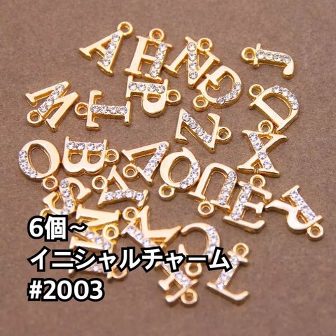 【6個〜】ビジュー付き　イニシャルチャーム✴︎イニシャル　ゴールド　ネックレス　アルファベット