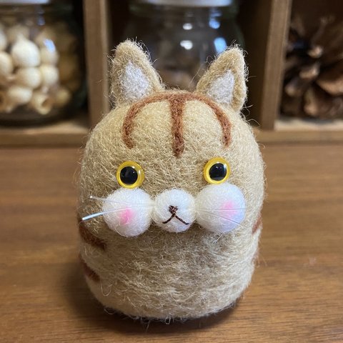 しもぶくれ猫(茶トラ)羊毛フェルト