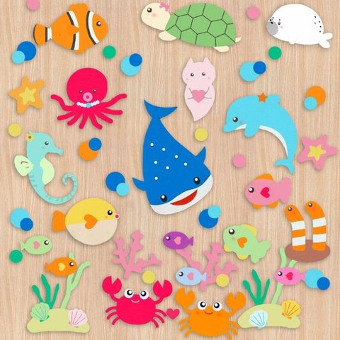 壁面飾り 【 ジンベエザメと仲間たち 】 海の生き物 壁面 
