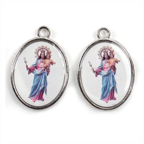 【2個】29mm×20mm Virgin Mary Medal Charm 〜扶助者聖マリア〜