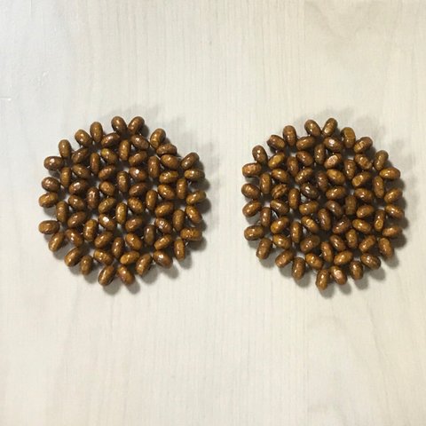 BROWN WOOD BEADS HEXAGON FLOWER PARTS